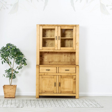 Bufet de bucatarie 4 usi si 2 sertare Ecuador, Lemn masiv rustic, 110 x 50/38 x 190 cm - Img 7