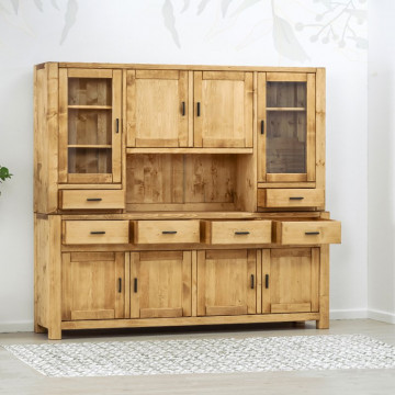 Bufet de bucatarie 8 usi si 6 sertare Ecuador, Lemn masiv rustic, 220 x 50/42 x 200 cm - Img 3
