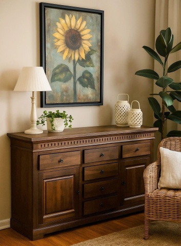 Bufet Living Colonial lemn masiv tei, 160 x 46 x 94 cm - Img 2