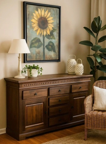 Bufet Living Colonial lemn masiv tei, 160 x 46 x 94 cm - Img 2