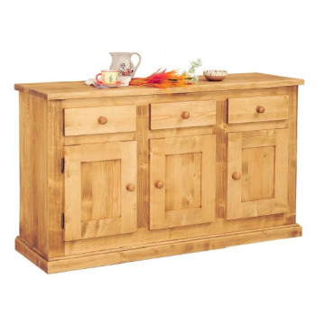 Bufet rustic lemn masiv, 3 usi si 3 sertare, 160 x 48 x 91 cm - Img 1