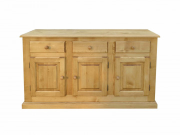 Bufet rustic lemn masiv Apuseni cu 3 usi si 3 sertare, 160 x 48 x 91 cm - Img 3