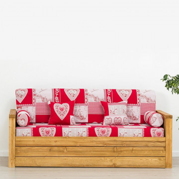 Canapea Rustica Colibri, model fix cu tapiterie, Lemn masiv rustic, 206 x 88 x 72 cm - Img 2