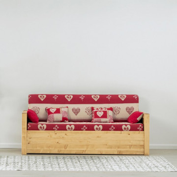 Canapea Rustica Ecuador model fix cu tapiterie, Lemn masiv rustic, 206 x 90 x 70 cm - Img 3