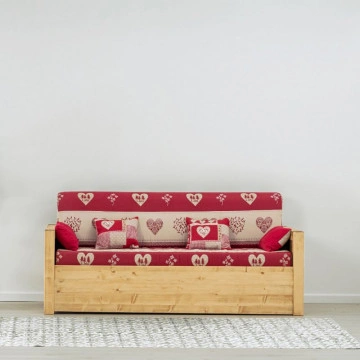 Canapea Rustica Ecuador model fix cu tapiterie, Lemn masiv rustic, 206 x 90 x 70 cm - Img 3