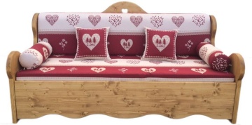 Canapea Rustica fixa lemn masiv, Cabana model cu tapiterie, 198 x 92 x 96 cm - Img 2