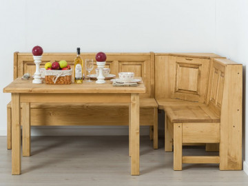 Coltar de bucatarie Rustic Flame, lemn masiv rustic, 185/135 x 61 x 93/45 cm - Img 4
