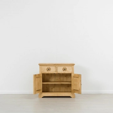 Comoda 2 usi si 2 sertare Rustic Chalet, Lemn masiv rustic, 92 x 46 x 85 cm - Img 2