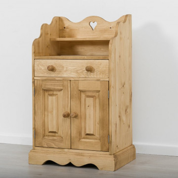 Comoda Cabana cu 2 usi 1 sertar, Lemn masiv rustic, 64 x 42 x 103 cm - Img 6