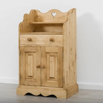 Comoda Cabana cu 2 usi 1 sertar, Lemn masiv rustic, 64 x 42 x 103 cm - Img 6