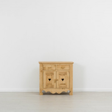 Comoda Cabana cu 2 usi 2 sertare, Lemn masiv rustic, 90 x 46 x 85 cm - Img 5