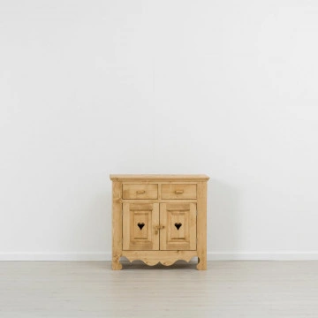 Comoda Cabana cu 2 usi 2 sertare, Lemn masiv rustic, 90 x 46 x 85 cm - Img 5