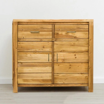 Comoda cu 2 usi si 2 sertare Colibri, Lemn masiv rustic, 99 x 46 x 85 cm - Img 2