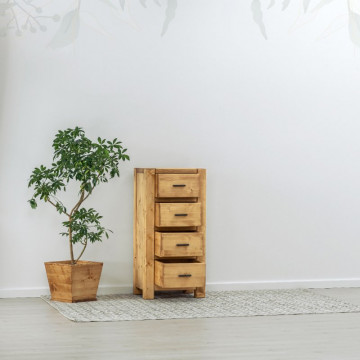 Comoda cu 4 sertare Ecuador, Lemn masiv rustic, 52 x 42 x 108 cm - Img 2