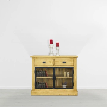 Comoda lemn masiv Industrial Wood, 2 usi si 2 sertare, 108 x 50 x 90 cm - Img 2