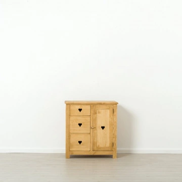 Comoda Rustic Floare de Colt cu 1 usa si 3 sertare din Lemn masiv 84 x 42 x 89 cm - Img 4