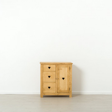 Comoda Rustic Love 1 usa si 3 sertare, Lemn masiv rustic, 84 x 42 x 89 cm - Img 4