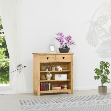 Comoda Rustic Love 2 sertare si 3 rafturi, Lemn masiv rustic, 100 x 42 x 107 cm - Img 1