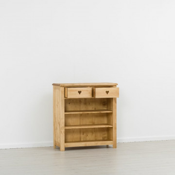 Comoda Rustic Love 2 sertare si 3 rafturi, Lemn masiv rustic, 100 x 42 x 107 cm - Img 2