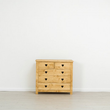 Comoda Rustic Love 5 sertare, Lemn masiv rustic, 100 x 42 x 89 cm - Img 4