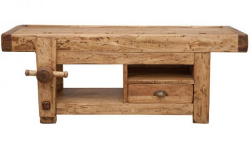 Comoda TV Dolce Toscana, model banc tamplar natur antik lemn tei, 120 x 65 x 45 cm - Img 4
