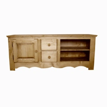 Comoda TV Rustic Cabana lemn masiv, 1 usa si 2 sertare, 150 x 50 x 60 cm - Img 2
