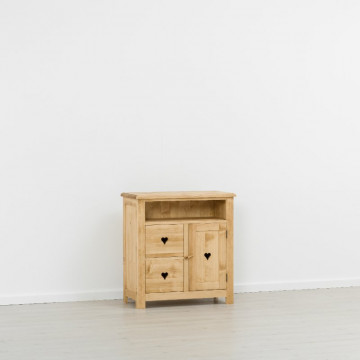 Comoda TV Rustic Floare de Colt cu 1 usa si 2 sertare din Lemn masiv 84 x 42 x 89 cm - Img 5