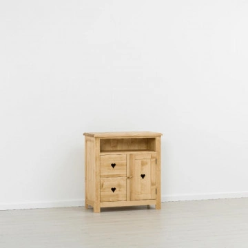Comoda TV Rustic Floare de Colt cu 1 usa si 2 sertare din Lemn masiv 84 x 42 x 89 cm - Img 5