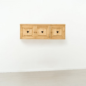 Corp de bucatarie Rustic Flame, suspendat cu 3 usi, lemn masiv rustic, 150 x 38 x 50 cm - Img 2