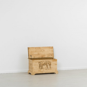 Cufar sculptat Rustic Chalet Lemn masiv rustic, 90 x 45 x 50 cm - Img 6