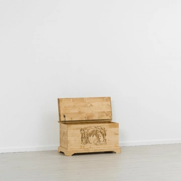 Cufar sculptat Rustic Chalet Lemn masiv rustic, 90 x 45 x 50 cm - Img 6