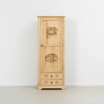 Dulap 1 usa si 2 sertare Rustic Chalet, Lemn masiv rustic, 75 x 55 x 200 cm - Img 4