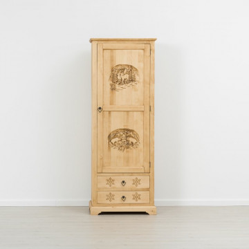 Dulap 1 usa si 2 sertare Ursul Carpatin, Lemn masiv rustic, 75 x 55 x 200 cm - Img 4