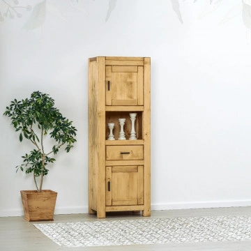 Dulap 2 usi, 1 sertar si nisa Ecuador, Lemn masiv rustic, 61 x 46 x 180 cm