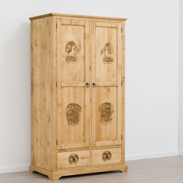 Dulap 2 usi si 2 sertare Rustic Chalet, Lemn masiv rustic, 110 x 65 x 200 cm - Img 5