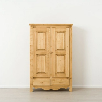 Dulap Cabana cu 2 usi 2 sertare (balamale lemn), Lemn masiv rustic, 123 x 55 x 189 cm - Img 4