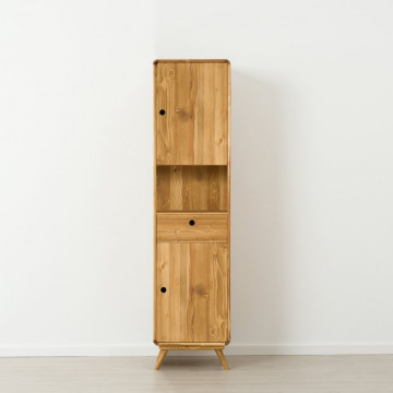 Dulap cu 2 usi, 1 sertar si nisa Sahara, Lemn masiv rustic, 60 x 55 x 210 cm - Img 2