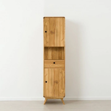 Dulap cu 2 usi, 1 sertar si nisa Sahara, Lemn masiv rustic, 60 x 55 x 210 cm - Img 2