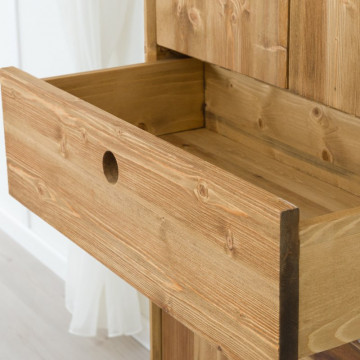 Dulap de baie Sahara, 4 usi si 2 sertare, lemn masiv rustic, 65 x 34 x 180 cm - Img 5