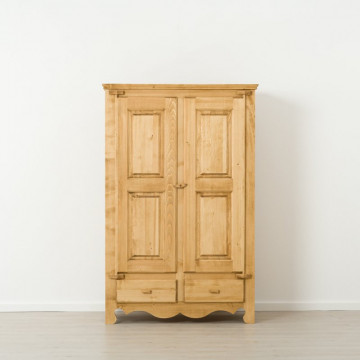 Dulap Rustic Flame cu 2 usi 2 sertare (balamale lemn), Lemn masiv rustic, 123 x 55 x 189 cm - Img 4