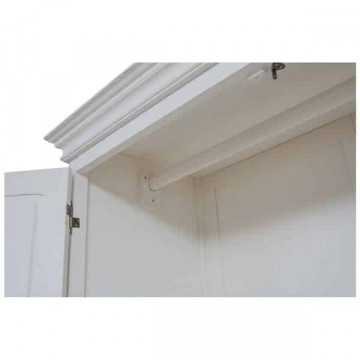 Dulap Toscana Charme cu 2 usi lemn masiv tei, finisaj alb unt antik, 130 x 57 x 205 cm - Img 5