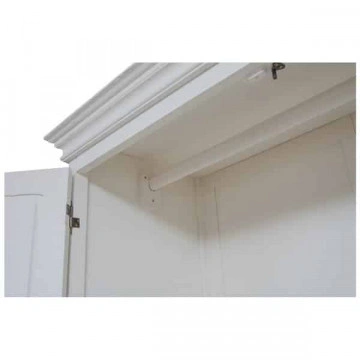 Dulap Toscana Charme cu 2 usi lemn masiv tei, finisaj alb unt antik, 130 x 57 x 205 cm - Img 5