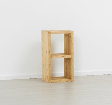 Etajera Cub Cabana cu 1 polita, lemn masiv rustic, 43 x 35 x 82 cm