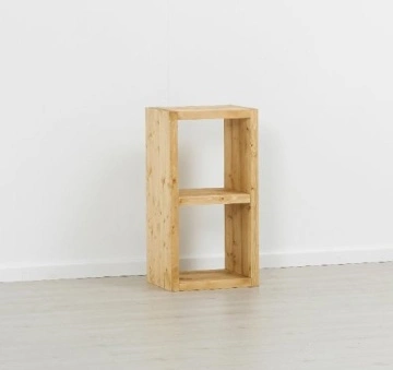 Etajera Cub Cabana cu 1 polita, lemn masiv rustic, 43 x 35 x 82 cm