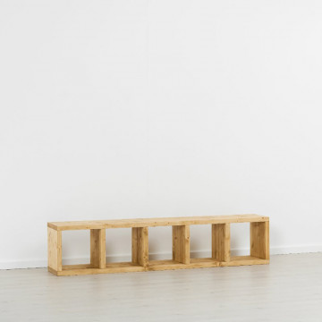 Etajera Cub Cabana cu 4 polite, lemn masiv rustic, 43 x 35 x 199 cm - Img 3