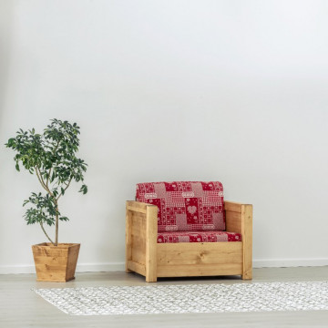 Fotoliu Rustic Ecuador, model extensibil cu tapiterie, Lemn masiv rustic, 95 x 80 x 70 cm - Img 1