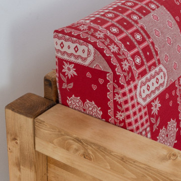 Fotoliu Rustic Ecuador, model extensibil cu tapiterie, Lemn masiv rustic, 95 x 80 x 70 cm - Img 3