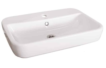 Lavoar ceramic alb, cu asezare pe blat masca de baie rustica