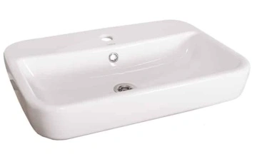 Lavoar ceramic alb, cu asezare pe blat masca de baie rustica