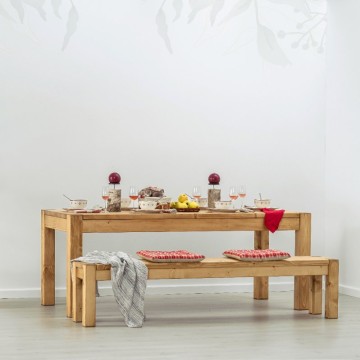 Masa cu bancuta lemn masiv Ecuador, Lemn masiv rustic, 200 x 90 x 78 cm - Img 2